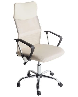 Beliani Beliani - Sedia Ufficio Rete Beige E Ecopelle Alzata A Gas Girevole Inclinabile Design