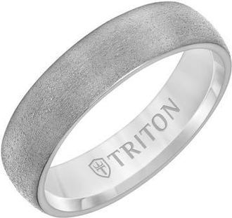 Triton 6MM Tantalum Ring with Brush Finish and Dome Edge in Metallic Silver at Nordstrom, Size 12.5