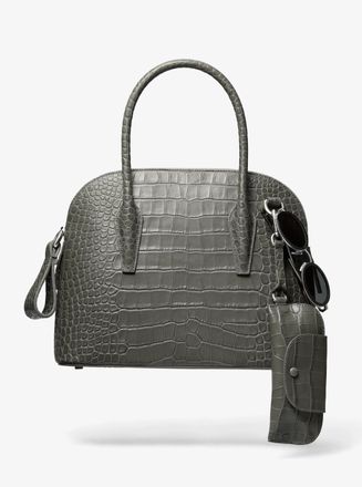Michael Kors Kaitlin Medium Crocodile Embossed Leather Dome Satchel