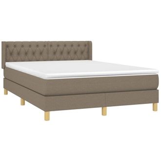 vidaXL Vidaxl - Cama Box Spring Con Colch&oacute;n Tela Gris Taupe 140x200 Cm
