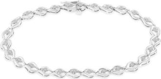 House of Brilliance Silver 1/2 Cttw Rose Cut Diamond Almond Shape Link Tennis Bracelet in White at Nordstrom