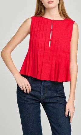 Wayf Romy Pleated Top in Red at Nordstrom, Size X-Large