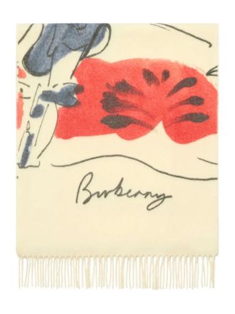 Burberry Equestrian Knight Design sjaal met franje - Beige