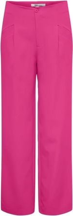Only Wijde Plooiende Broek - Dames - Straight fit broeken - Roze - XS - Polyester - Broeken