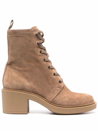 Gianvito Rossi Foster 45mm suede lace-up boots - women - Suede - 36.5 - Neutrals