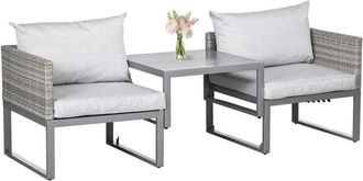 OUTSUNNY 3-in-1 Chair Coffee Table Lounger Seater Sofa w/ Steel Frame Furniture