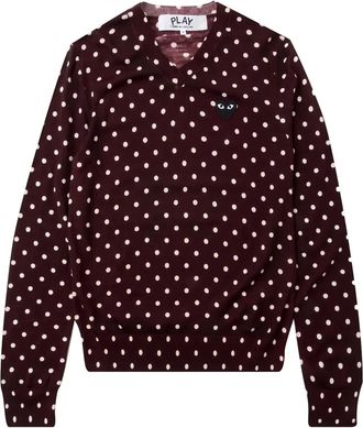 Comme Des Gar&ccedil;ons polka dot V-neck sweater - Marrone