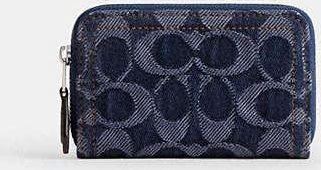 Coach Essential Small Zip Around Card Case In Signature Denim