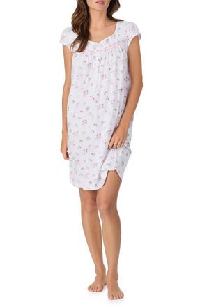 Eileen West Floral Cap Sleeve Short Cotton Nightgown in Pink Bouquet at Nordstrom, Size X-Large