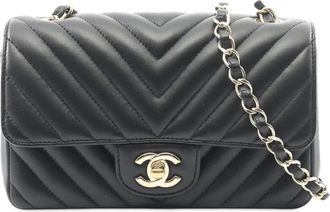 Chanel 2016-2017 Mini Rectangular Classic Chevron Lambskin Single Flap shoulder bag - Nero