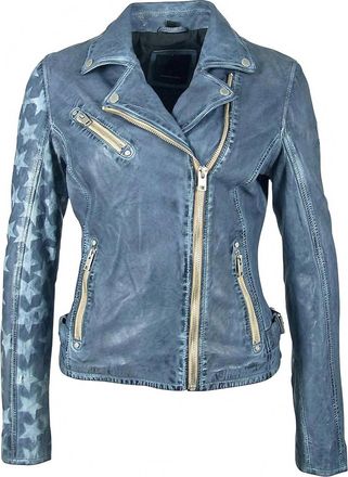 Mauritius Womens Sofia Star Rf Leather Jacket In Sky Blue