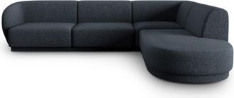 CXL by Christian Lacroix Sofá esquinero derecho 5 plazas de tejido chenilla azul mezcla