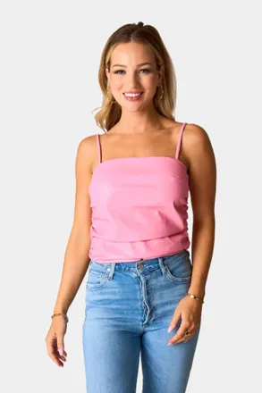 BuddyLove Jolee Vegan Leather Tank Top In Pink