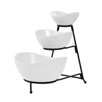 Elama 3 Tier Oval Bowl Porcelain Serveware Set in White at Nordstrom