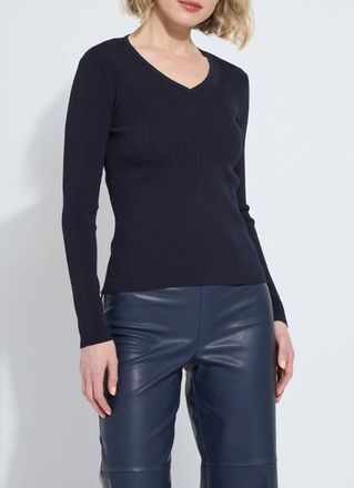 Lyss&eacute; Womens Adette V Neck Ribbed Long Sleeve Sweater In Midnight