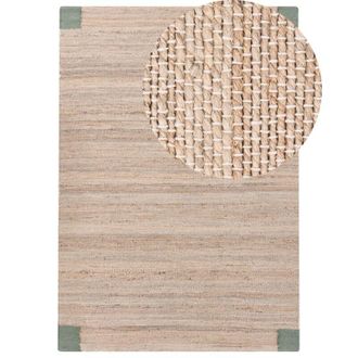 Beliani Area Rug Beige and Green Jute 160 x 230 cm Rectangular Woven Rustic Style Living Room Bedroom AMRAVATI