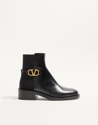 Valentino Garavani Vlogo Signature Calfskin Ankle Boot 30Mm Wo