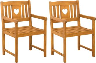 vidaXL Sillas De Jard&iacute;n 2 Uds. Natural Madera De Acacia S&oacute;lida Vidaxl