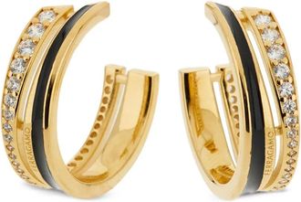 Ferragamo round hoop earrings - women - Brass/glass/Enamel - One Size - Gold