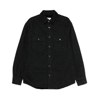 Casablanca Casual Shirts, male, Black, Size: XL All-Over Monogram Shirt
