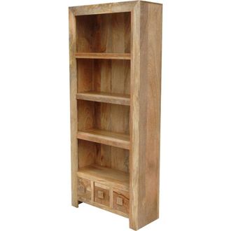 Jaipur Furniture Large Bookcase - Mango Wood - L30 x W75 x H175 cm - Light Finish in Brown