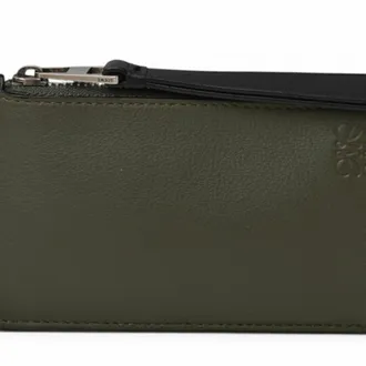 Loewe Khaki Brown Leather Coin Purse/Coin Case (Pre-Owned)