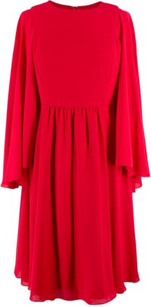 Mikael Aghal Red Cape Sleeve Midi Dress Size XXS