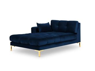 MICADONI Chaise longue de angulo izquierdo de terciopelo azul regio