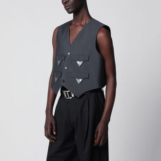 Versace Gilet grigio in lana mohair