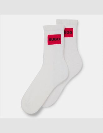 HUGO BOSS Womens 2 Pack of Red Logo Socks - White - Size: 6.5/7/7.5/8/5.5/6