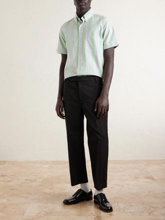 Thom Browne Button-Down Collar Striped Cotton Oxford Shirt