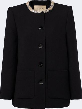 Valentino Embellished virgin wool cr&ecirc;pe jacket