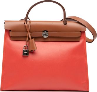 Herm&egrave;s Pre-owned Womens Herbag Zip 31 Handbag Leather - Orange Textile - One Size