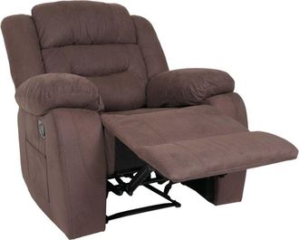 Hhg Poltrona relax reclinabile xxl tv HHG 021 molle nosag tessuto elefante 103x95x88cm marrone
