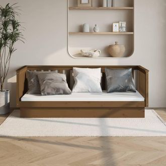 vidaXL Vidaxl - Sof&aacute; Cama Sin Colch&oacute;n Madera Maciza Pino Marr&oacute;n Miel 80x200 Cm