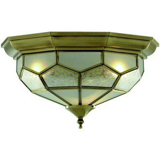 Eglo Searchlight Flush - Flush Ceiling 2 Light Antique Brass, E14