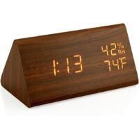 OEM Reloj Despertador Digital Led De Madera, Reloj De Escritorio Con Brillo Ajustable, Indicador De Temperatura Y Humedad, Reloj Despertador Digital De 12
