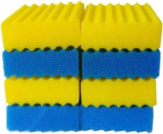 OEM Filtro Para Estanques, Espuma Para Filtro De Estanques, Apto Para Cbf, 350b, 4 Espuma Azul Gruesa + 4 Espuma Amarilla Fina), 23 20 8 Cm