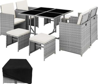 TecTake Conjunto de rat&aacute;n 8 plazas gris claro