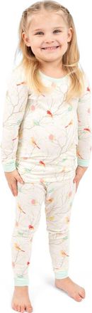 Leveret Kids Viscose Matching Family Holiday Pajamas, Reindeer & Polar Bear Prints in Birds at Nordstrom, Size 14