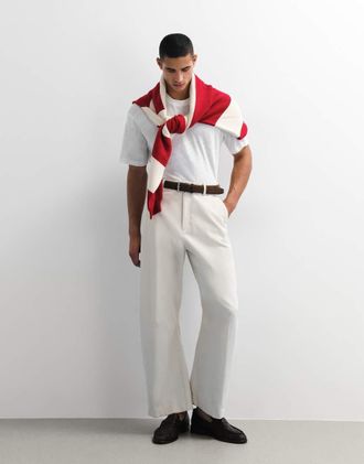 Asos Pantaloni eleganti a cilindro in velluto a coste &eacute;cru-Bianco