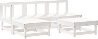 vidaXL Juego De Sof&aacute;s De Jard&iacute;n 5 Piezas Madera Maciza De Pino Blanco Vidaxl