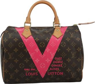 Louis Vuitton Speedy Handbag Limited Edition V Monogram Canvas Brown Canvas Bag (Pre-Owned)