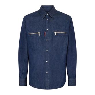 Dsquared2 Overhemden, Heren, Blauw, XL, Denim, Denim Shirt