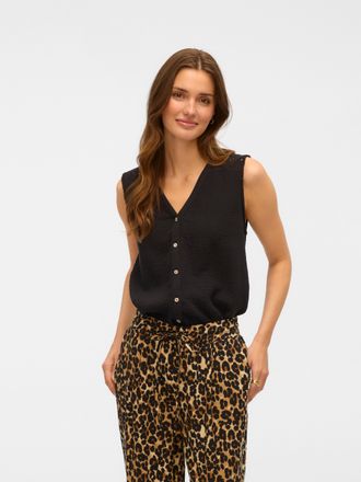 Vero Moda Blusentop VERO MODA VMNATALI SL TOP WVN GA, Damen, Gr. XS, schwarz, Web, Obermaterial: 100% Baumwolle, unifarben, regular fit normal, V-Ausschnitt, Bl