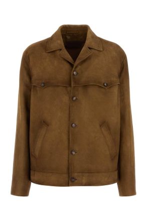 Prada Mens Camel Suede Jacket - Tan Sheepskin - Size EU 50 (Mens)