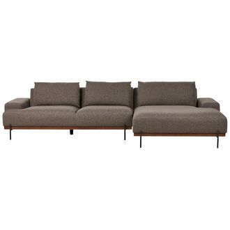 Beliani Sof&aacute; Esquinero De Tela 3 Plazas Estilo Minimalista Patas Metal Marr&oacute;n Izquierdo Mariferd