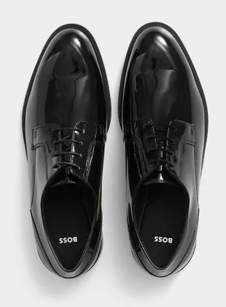 BOSS Mens Tayil glossy leather derby shoes Men