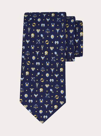 Ferragamo Uomo Cravatta in seta stampa Oroscopo Blu