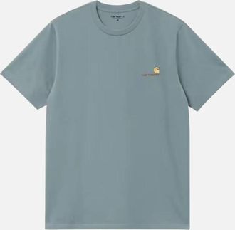 Carhartt Work in Progress Mens Carhartt WIP S/S American Script T-Shirt - Citadel - Blue - Size: 34